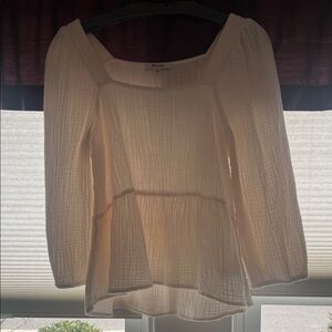 Madewell Cream Textured Blouse